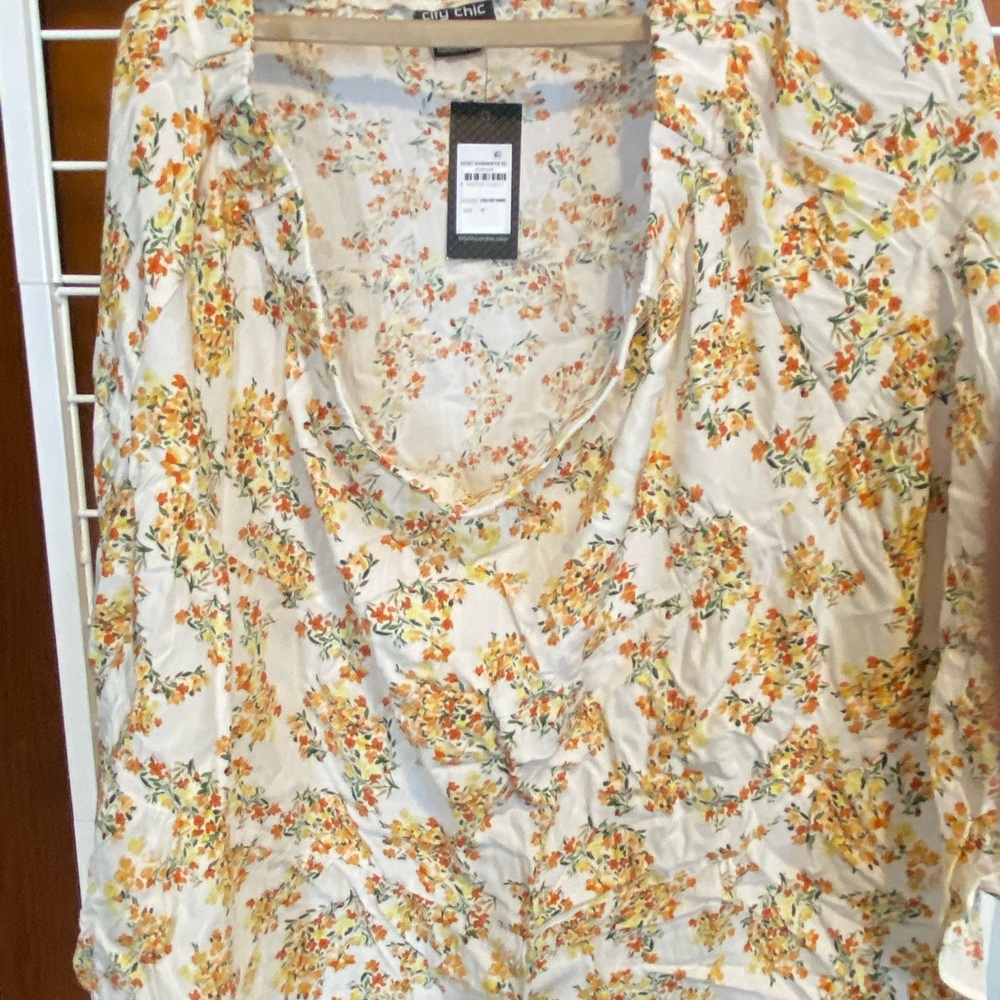City Chic Cream Floral Midi Skirt BNWT